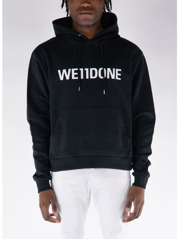 FELPA HOODIE BASIC LOGO FITTED, BLACK, large