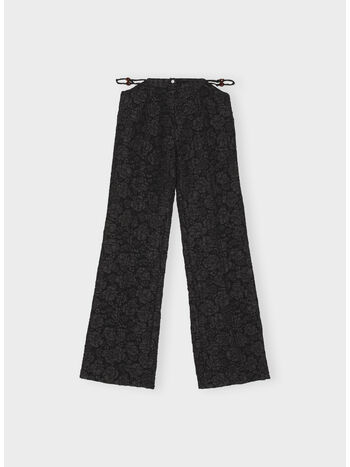 PANTALONE STRETCH JACQUARD FLARED, 099 BLACK, small