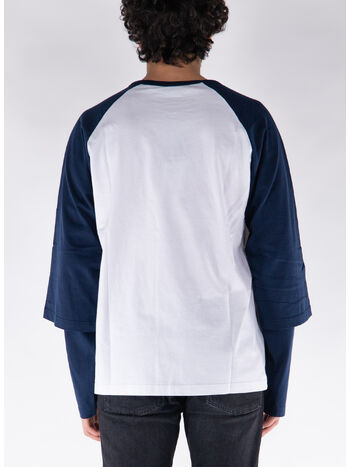 T-SHIRT BASEBALL DOUBLE SLEEVE, BLUE0024 PATRIOT BLUE/OPTICAL WHITE, small