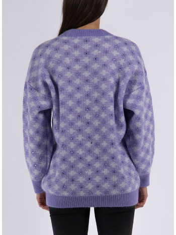 CARDIGAN IN MAGLIA VICHY, 1630 LILAC, small