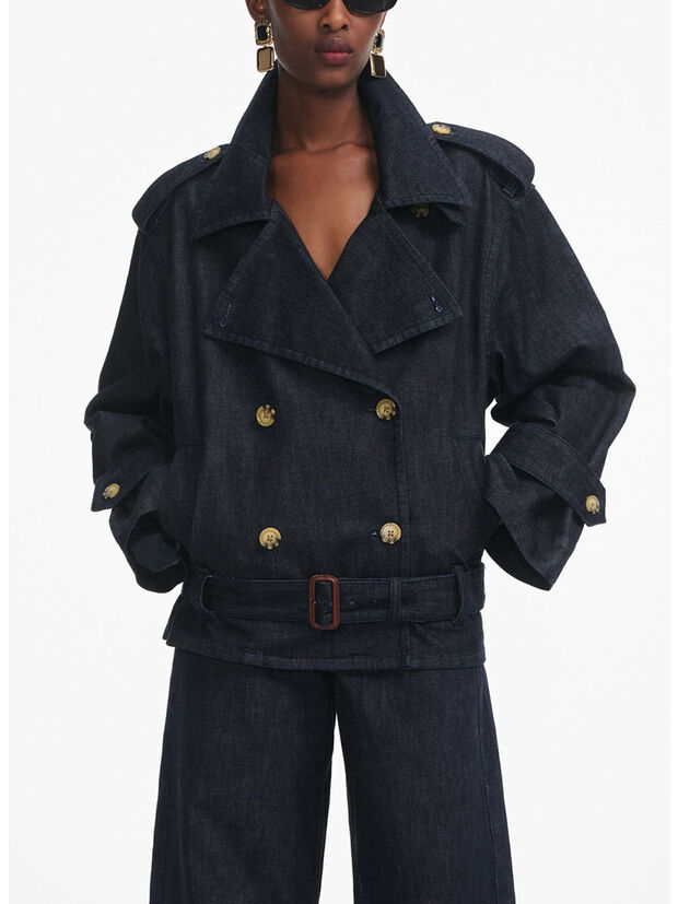 GIACCA TRENCH IN DENIM, BLUE, large