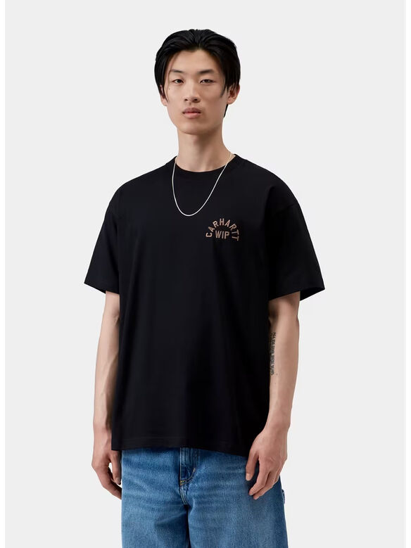 T-SHIRT ARCH SCRIPT, 3ZGXX BLACK/WIP H BROWN, medium