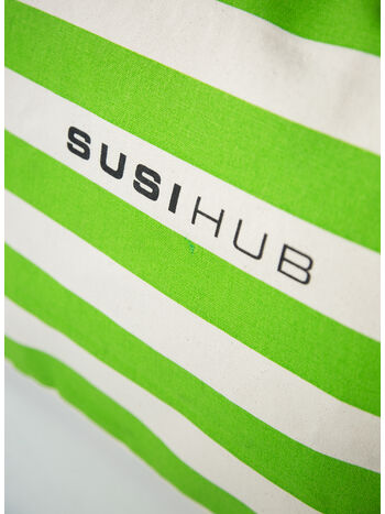 TOTE BAG CANVAS STRIPES, VERDE, small