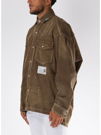 CAMICIA AGED CORDUROY, BROWN, small