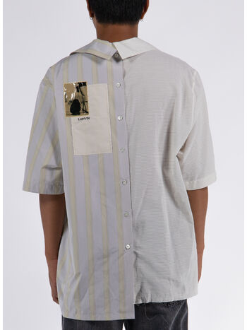 CAMICIA ST SLEEVES ARTWORK ASYMETRIC SHIRT, 012 MILK, small