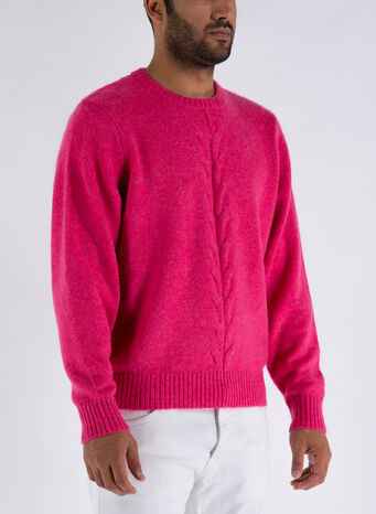 MAGLIONE DOUBLE CABLE, PINK, small