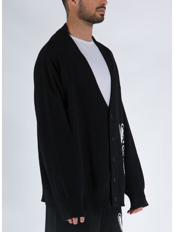 CARDIGAN LOGO KNIT, BLACK, small