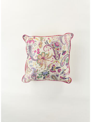 CUSCINO IN COTONE CON STAMPA PAISLEY, 800 BEIGE, small