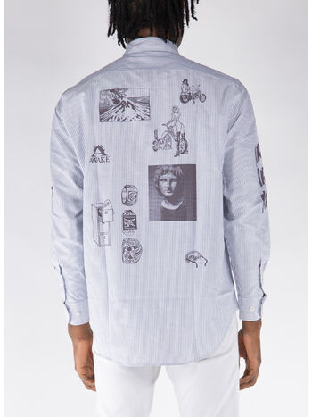 CAMICIA OXFORD GRAPHIC OVER PRINTED, BLUE BLUE, small