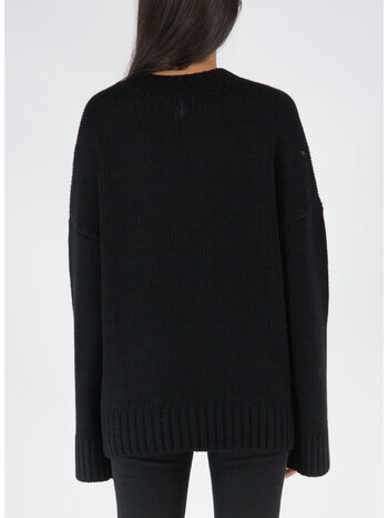 PULLOVER OVERSIZED SWAN CREWNECK JUMPER, 999 BLACK, small