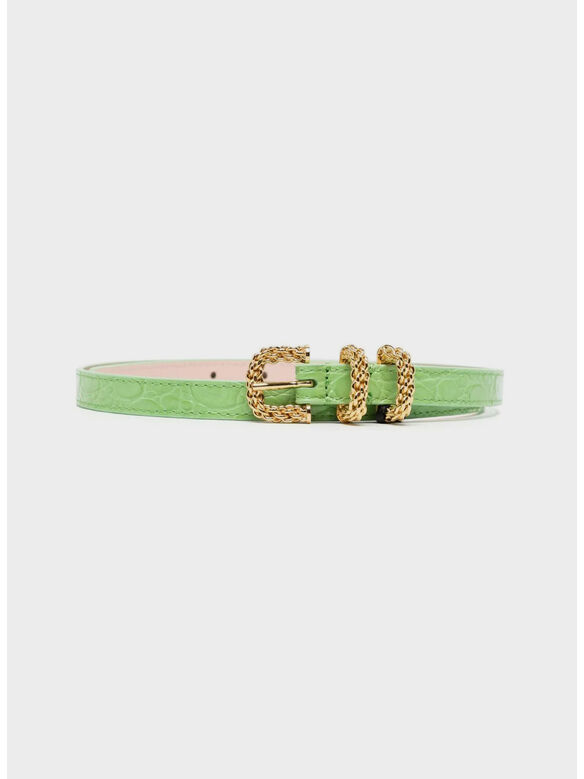 CINTURA KAT CIRCULAR CROCO EMBOS, FRG FRESH GREEN, medium