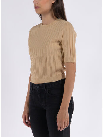 TOP ROUND NECK SHORT SLEEVE TEE, 081 SAND, small