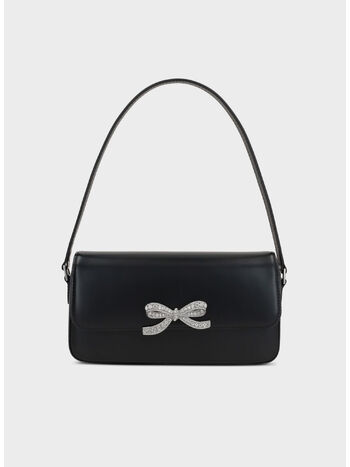 BORSA LEATHER BAGUETTE, BLACK, small