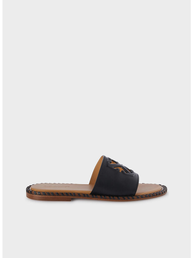 SANDALI TWIST ARROW-EMBOSSED LEATHER, 1010 BLACK BLACK, large