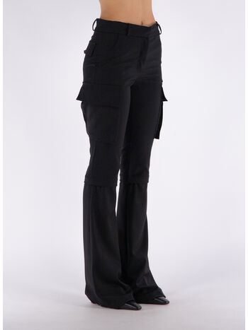 PANTALONE FLANNEL MULTIPOCKETS FLARE, 0473 BLACK, small