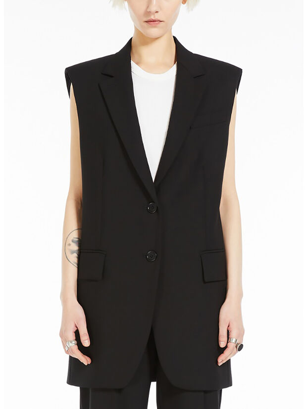 BLAZER SMANICATO IN LANA, 003 BLACK, large