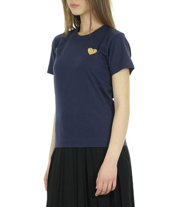 T-SHIRT GOLD HEART, NAVY, small