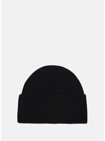 CAPPELLO IN MAGLIA CON RISVOLTO E LOGO RICAMATO, 999, small