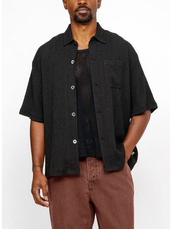 CAMICIA FLAT BOTTOM CRINKLED UNISEX, BLACK, small