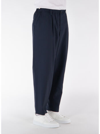 PANTALONI CROP IN FRESCO LANA CON COULISSE, 00B99 BLUBLACK, small
