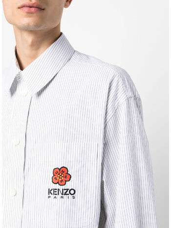 CAMICIA RIGHE POPELINE BOKE FLOWER, 77 BIANCO, small