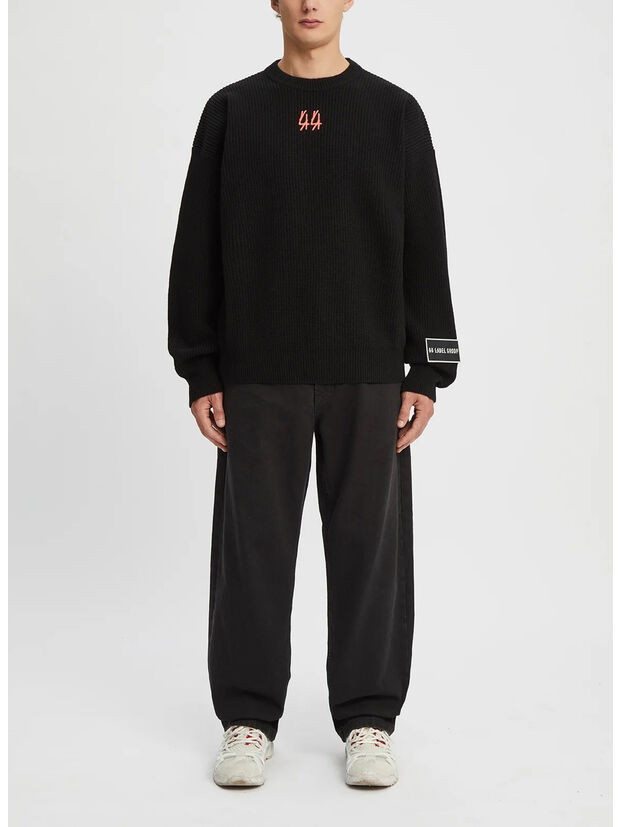 FELPA KELVIN CREWNECK, P289 BLACK+44SOLIDNEONPRINT	, large