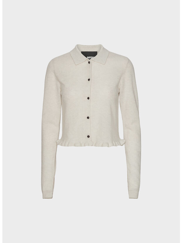 CARDIGAN KNITTED POLO, 1472 LIGHT GREY MELANGE, large