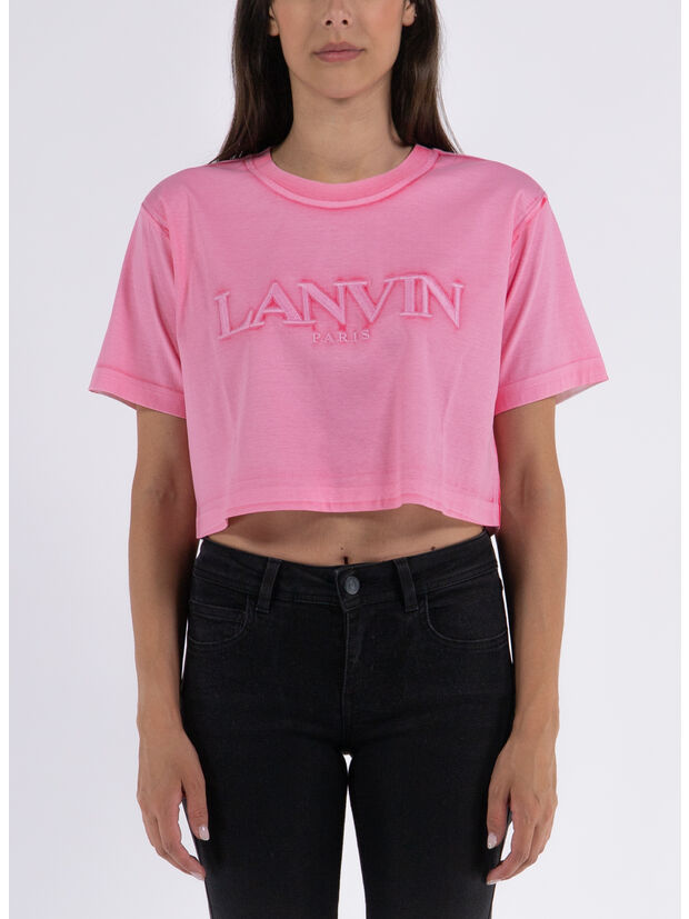T-SHIRT OVERPRINTED CROPPED, 504 PEONY PINK, large