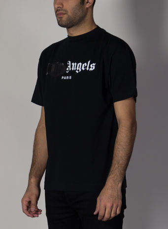 T-SHIRT PARIS SPRAYED LOGO, BLACK/WHITE, small