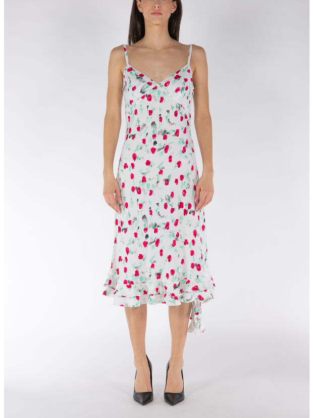 ABITO MIDI IN ENVERS SATIN CON STAMPA REVERIE, REW01, large