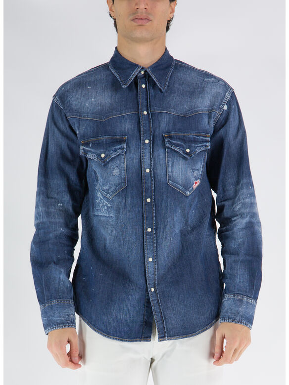 CAMICIA DENIM, 470 BLUE NAVY, medium