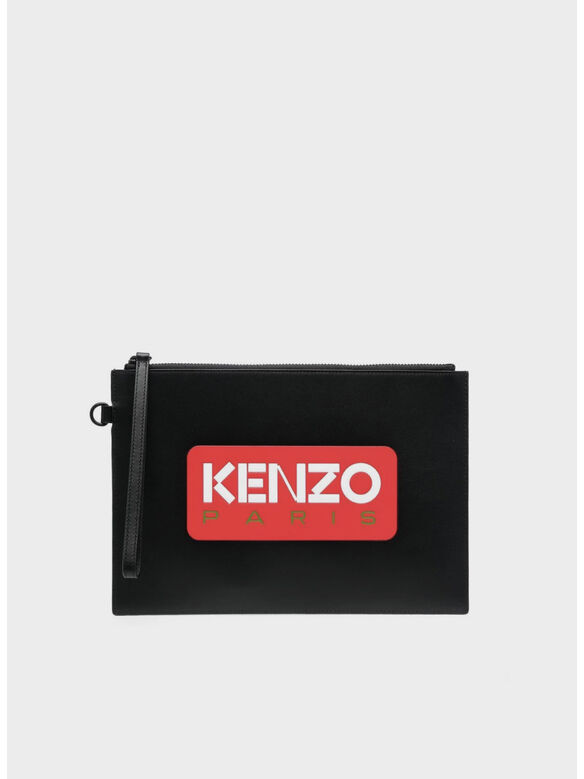 LOGO POUCH PELLE, 99 NERO, medium