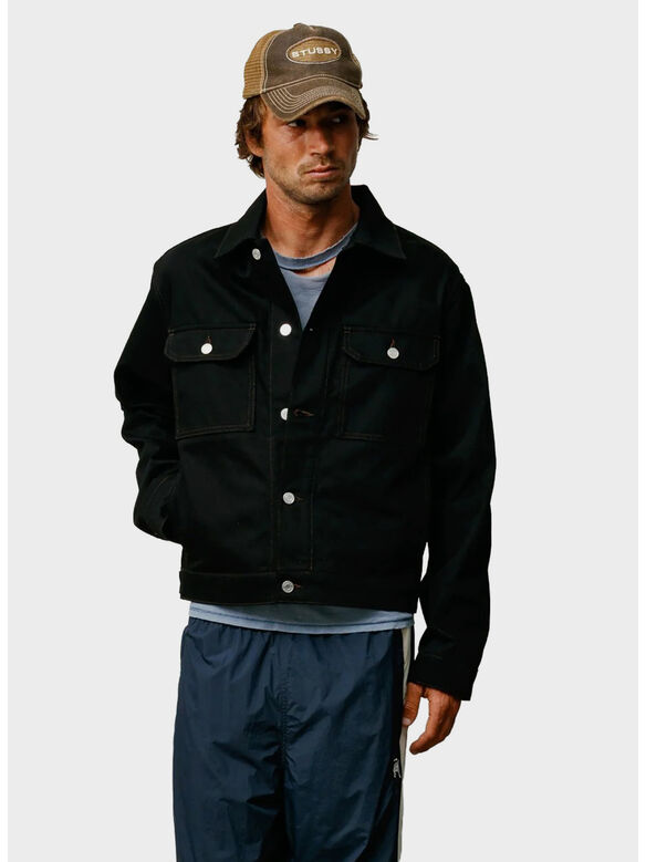 GIUBBOTTO TRUCKER DENIM, 1346 RAW BLACK CONTRAST STITCH, medium