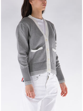CARDIGAN V NECK 4-BAR, 055 LT GREY, small