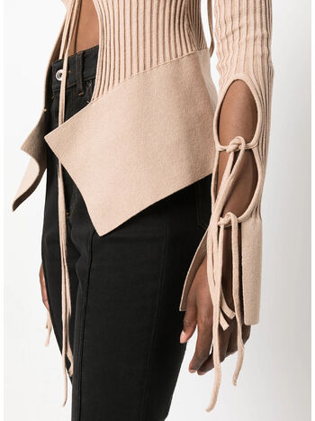 CARDIGAN RIBBED KNIT CARDIGAN WITH CUT-OUT, 0475 001 NUDE, small