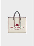BORSA SHOPPING TELA LOGO, 800 BIANCO, thumb