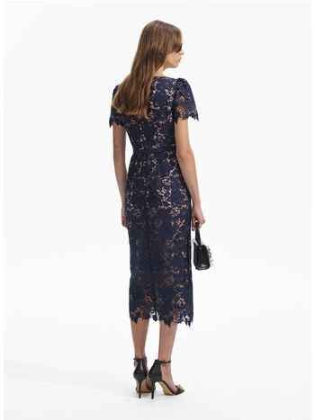 ABITO LACE OPEN NECK, NAVY, small
