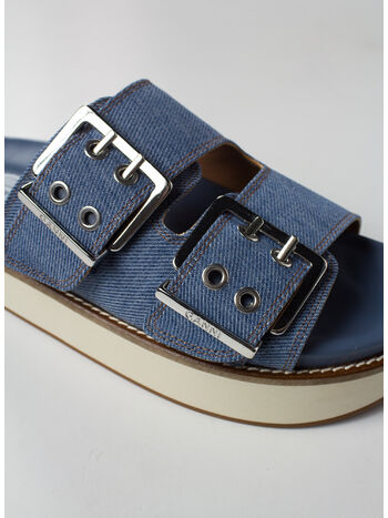 SANDALO WIDE WELT CHUNKY BUCKLE FLAT, 630 DENIM, small