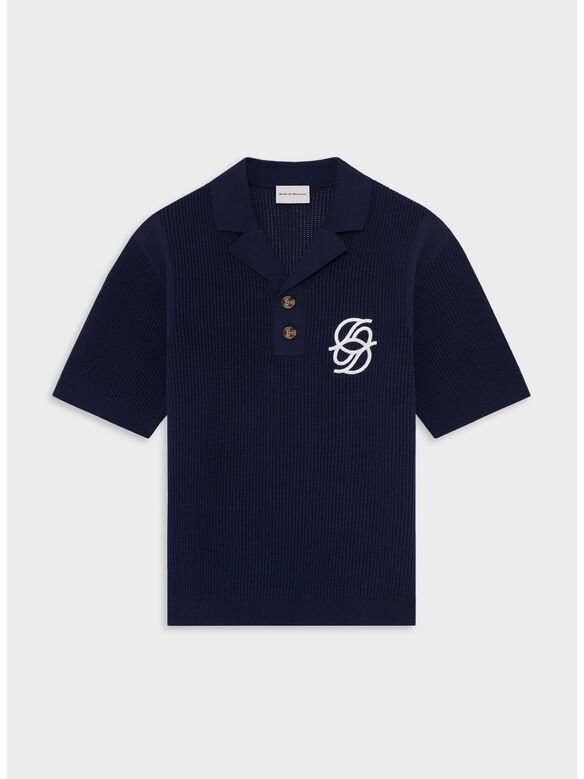 POLO MAILLE MONOGRAMME, NAVY, medium
