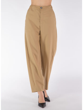 PANTALONI CROP IN FRESCO LANA CON COULISSE, 00W75, small