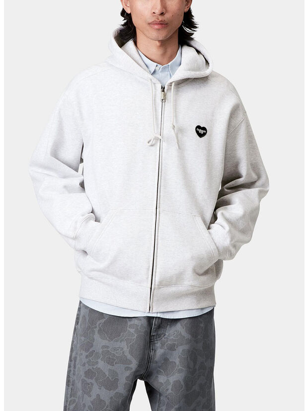 FELPA FULL ZIP HOODED HEART II, 482XX ASH HEATHER, large