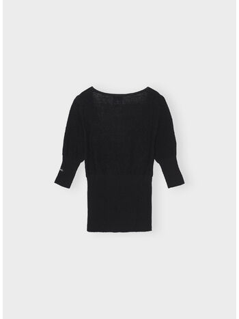 PULLOVER MERINO LACE O-NECK, 099 BLACK, small