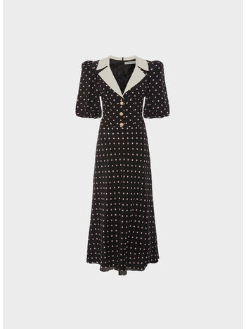 ABITO POLKA DOT WITH PUFF SLEEVES, 900 BLACK-PINK, small