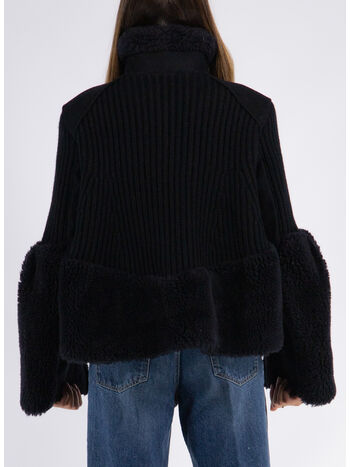 GIUBBOTTO FAUX KNIT BLOUSON, 001 BLACK, small