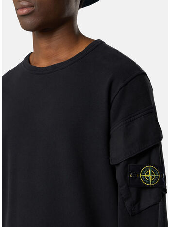 FELPA GIROCOLLO BRUSHED ORGANIC COTTON FLEECE, V0029 BLACK, small