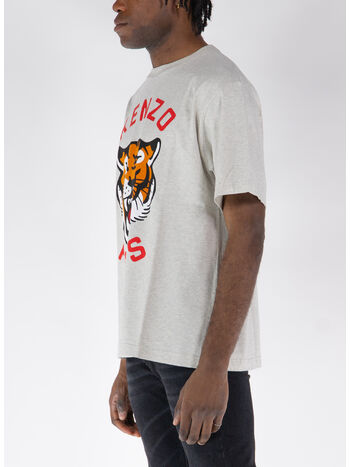 T-SHIRT LUCKY TIGER OVERSIZE UNISEX, 93 PALE GREY, small