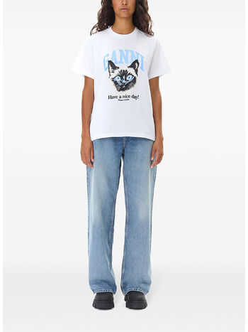 T-SHIRT GIROCOLLO CON STAMPA, 151 BRIGHT WHITE, small