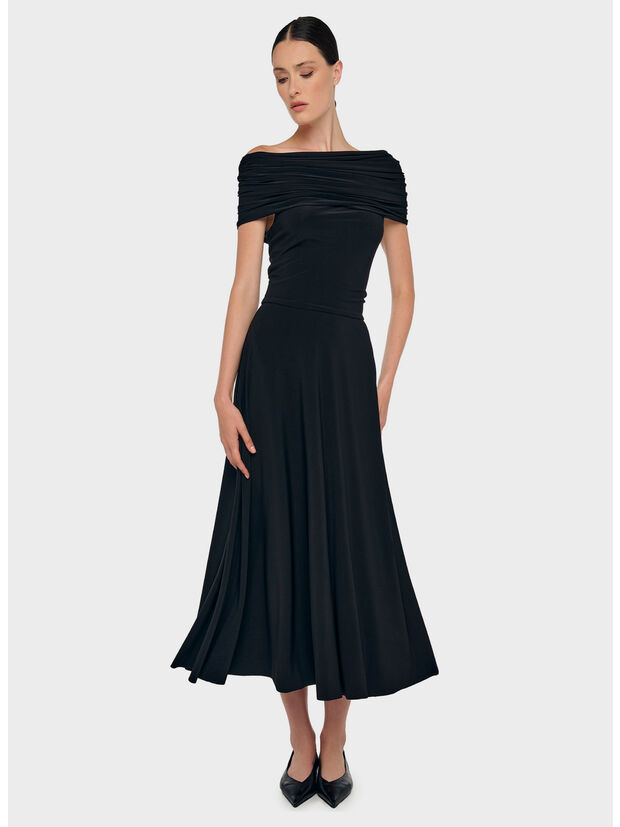 ABITO COWL HOODED FLARED, BLACK BLACK, large