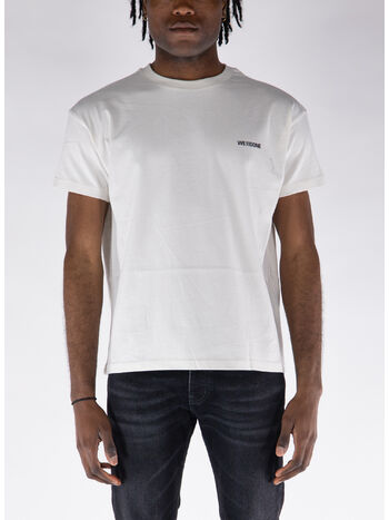 T-SHIRT GIROCOLLO CON MINI LOGO, IVORY, small