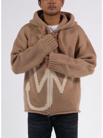 PULLOVER ZIP FRONTALE ANCHOR HOODIE, 132 BEIGE, small
